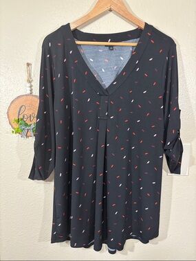 Torrid Plus Size Studio Knit Feather Print Blouse Size 2X